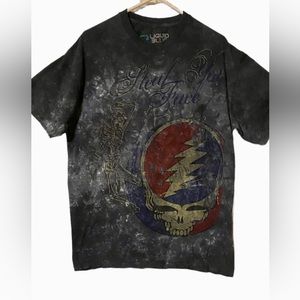 Grateful Dead Steal Your Face Large T Shirt Liquid Blue Skeleton  Y2K  Top Band